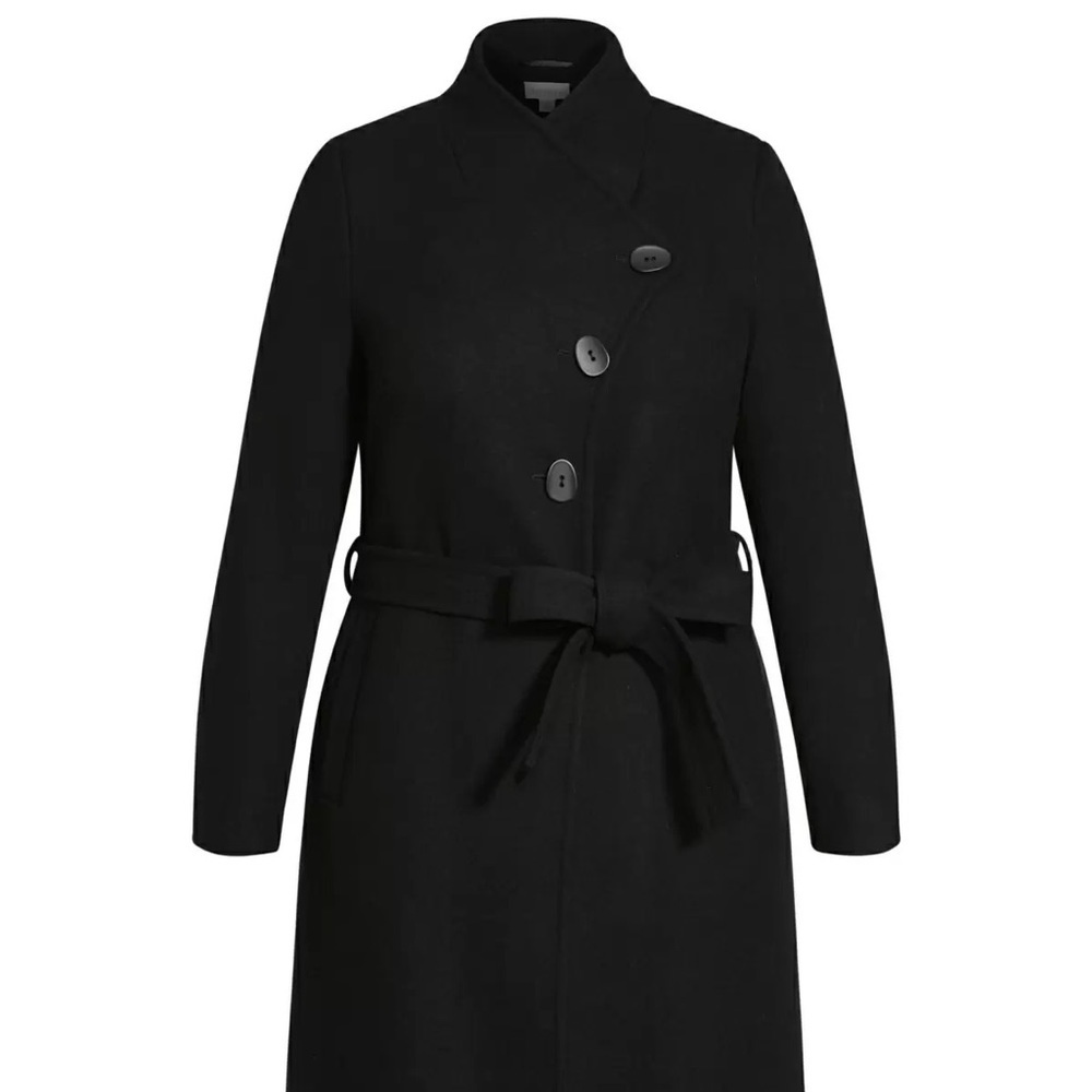 City Chic Refinity Coat Sophisticated in Black Size XXS/12 NWT